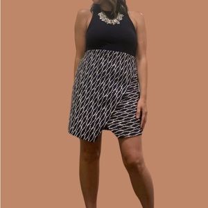 Blue white geometric print envelope pencil skirt